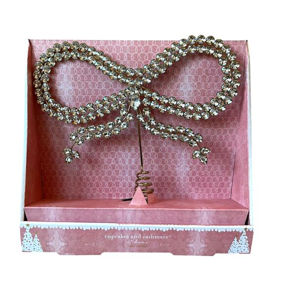 Gold Rhinestone Bow Tree Topper 12" Glam Christmas Decor Cupcakes & Cashmere New - Picture 8 of 8